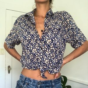Funky Floral Petite Button Up 100% Rayon